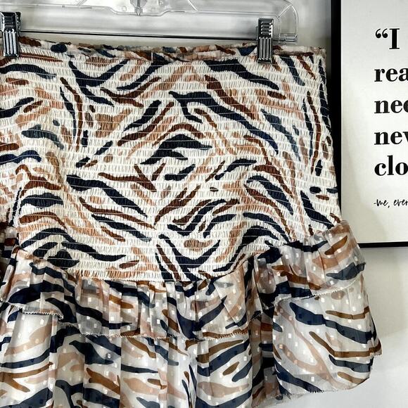 Revolve SAYLOR fitted Ruched watercolor print mini skirt SZ XL - Picture 4 of 8